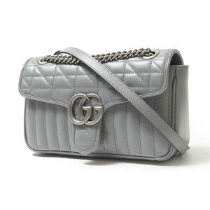 Gucci Shoulder Bag Gray ARIA GG Marmont